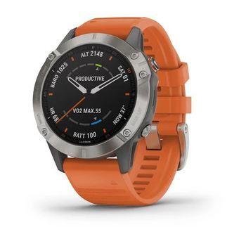 Спортивные часы Garmin Fenix 6 Pro Sapphire Titanium with Ember Orange Band 010-02158-14