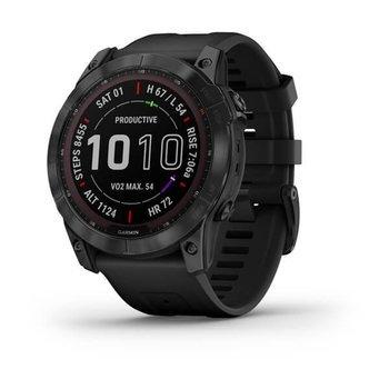 Спортивные часы Garmin Fenix 7X Sapphire Solar Black DLC Titanium с силиконовым ремешком 010-02541-23