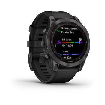 Спортивные часы Garmin Fenix 7 Sapphire Solar Black DLC Titanium с черным ремешком 010-02540-35 — фото 2