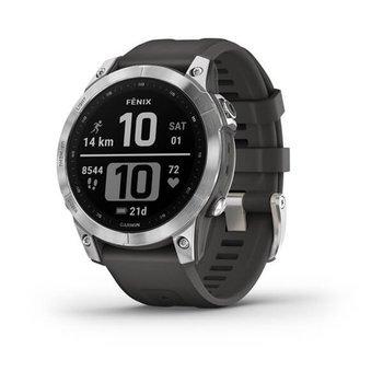 Спортивные часы Garmin Fenix 7 Silver with Graphite с силиконовым ремешком 010-02540-01