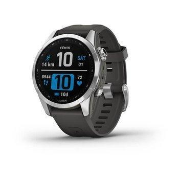 Спортивные часы Garmin Fenix 7S Silver with Graphite с силиконовым ремешком 010-02539-01