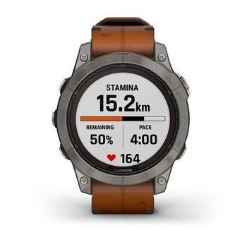 Спортивные часы Garmin Fenix 7 Pro Sapphire Solar Edition Titanium с коричневым кожаным ремешком 010-02777-30 — фото 4