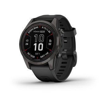 Спортивные часы Garmin Fenix 7S Pro Sapphire Solar Edition Carbon Gray DLC Titanium с черным силиконовым ремешком 010-02776-11 