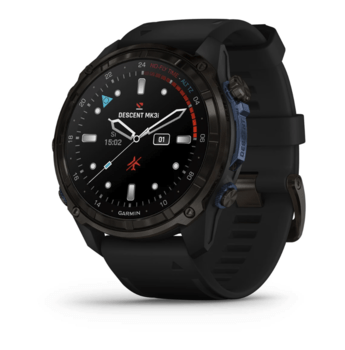 Спортивные часы Garmin Descent Mk3i (51мм) Carbon Gray DLC Titanium c черным силиконовым ремешком 010-02752-11