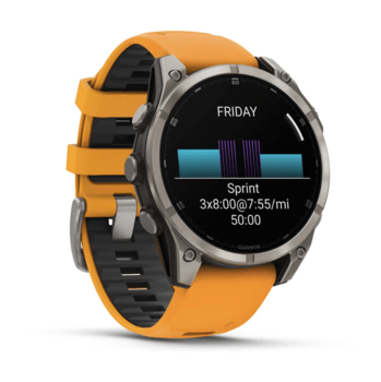 Спортивные часы Garmin Fenix 8 Amoled 47мм Sapphire Titanium с оранжевым силиконовым ремешком 010-02904-11 — фото 10