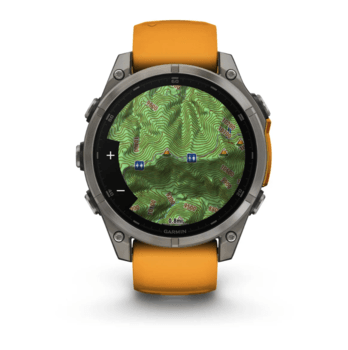 Спортивные часы Garmin Fenix 8 Amoled 47мм Sapphire Titanium с оранжевым силиконовым ремешком 010-02904-11 — фото 7