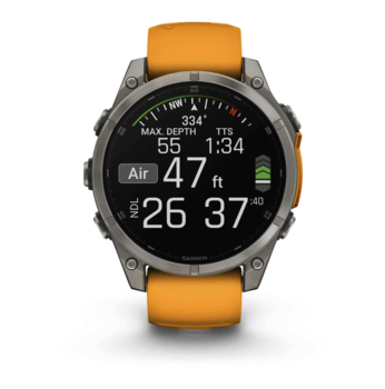 Спортивные часы Garmin Fenix 8 Amoled 47мм Sapphire Titanium с оранжевым силиконовым ремешком 010-02904-11 — фото 5