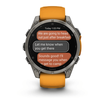 Спортивные часы Garmin Fenix 8 Amoled 47мм Sapphire Titanium с оранжевым силиконовым ремешком 010-02904-11 — фото 3