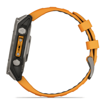 Спортивные часы Garmin Fenix 8 Amoled 47мм Sapphire Titanium с оранжевым силиконовым ремешком 010-02904-11 — фото 12