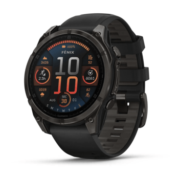 Спортивные часы Garmin Fenix 8 Amoled 47мм Sapphire Carbon Gray Titanium с серым силиконовым ремешком 010-02904-21