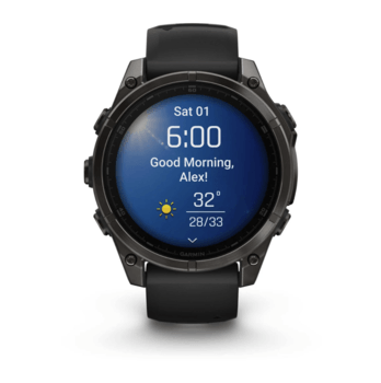 Спортивные часы Garmin Fenix 8 Amoled 47мм Sapphire Carbon Gray Titanium с серым силиконовым ремешком 010-02904-21 — фото 10