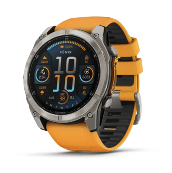 Спортивные часы Garmin Fenix 8 Amoled 51мм Sapphire Titanium с оранжевым силиконовым ремешком 010-02905-11