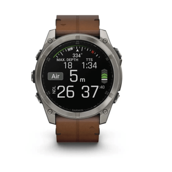 Спортивные часы Garmin Fenix 8 Amoled 51мм Sapphire Carbon Grey с коричневым кожаным ремешком 010-02905-40 — фото 7