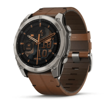 Спортивные часы Garmin Fenix 8 Amoled 51мм Sapphire Carbon Grey с коричневым кожаным ремешком 010-02905-40 — фото 2