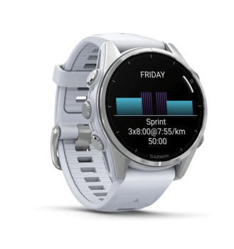 Спортивний годинник Garmin Fenix 8 Amoled 43мм Silver c белым силиконовым ремешком 010-02903-00 — фото 8