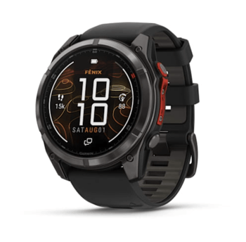 Спортивные часы Garmin Fenix 8 MicroLED 51мм Sapphire Titanium Carbon Gray с черным силиконовым ремешком 010-03380-05