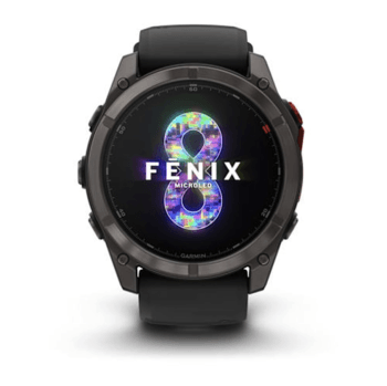Спортивные часы Garmin Fenix 8 MicroLED 51мм Sapphire Titanium Carbon Gray с черным силиконовым ремешком 010-03380-05 — фото 2