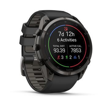Спортивные часы Garmin Fenix 9 Pro inReach 51мм Carbon Gray DLC Titanium с черно-серым силиконовым ремешком 010-04337-11 — фото 3