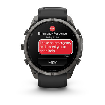 Спортивные часы Garmin Fenix 9 Pro inReach 51мм Carbon Gray DLC Titanium с черно-серым силиконовым ремешком 010-04337-11 — фото 7