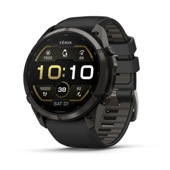 Спортивные часы Garmin Fenix 9 Pro Amoled 51мм Carbon Gray DLC Titanium с черно-серым силиконовым ремешком 010-04337-16 — фото 1