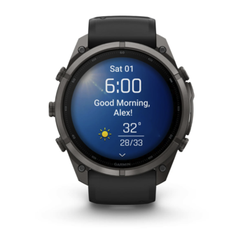 Спортивные часы Garmin Fenix 9 Pro Amoled 51мм Carbon Gray DLC Titanium с черно-серым силиконовым ремешком 010-04337-16 — фото 4