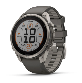 Спортивные часы Garmin Fenix 9 Pro Solar inReach 47 мм Titanium с силиконовым серым ремешком 010-04338-01