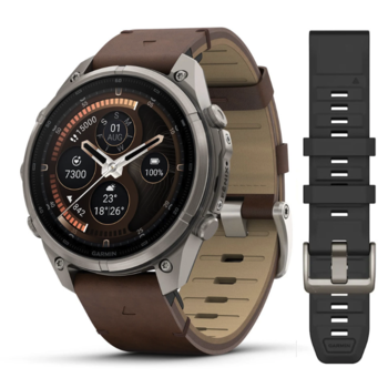 Спортивные часы Garmin Fenix 9 Pro Amoled inReach 47 мм Titanium с кожаным ремешком 010-04336-41