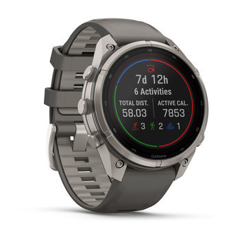 Спортивные часы Garmin Fenix 9 Pro Solar 47 мм Titanium с темно-серым силиконовым ремешком 010-04338-01 — фото 2