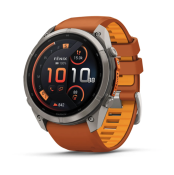 Спортивные часы Garmin Fenix 9 Pro Amoled 51мм Titanium с оранжевым силиконовым ремешком  010-04337-01 — фото 1