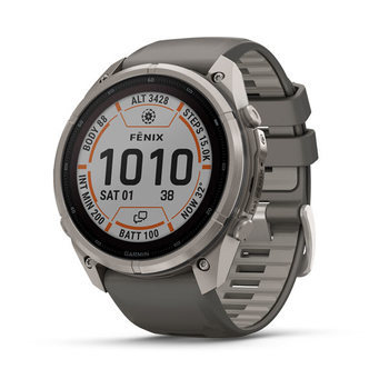 Спортивные часы Garmin Fenix 9 Pro Solar inReach 51 мм Titanium с темно-серым силиконовым ремешком 010-04339-01 — фото 1