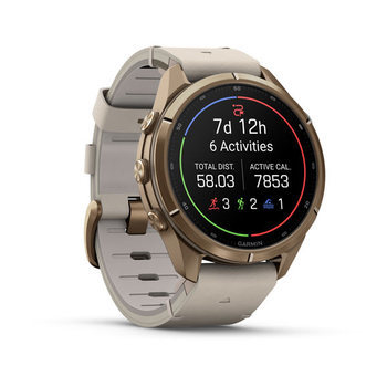 Спортивные часы Garmin Fenix 9 Pro Amoled inReach 43 мм Autumn Gold Titanium с бежевым кожаным ремешком 010-04335-41 — фото 2