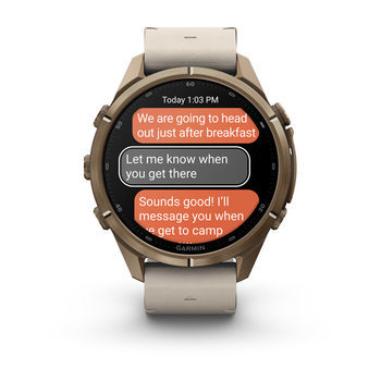 Спортивные часы Garmin Fenix 9 Pro Amoled inReach 43 мм Autumn Gold Titanium с бежевым кожаным ремешком 010-04335-41 — фото 7