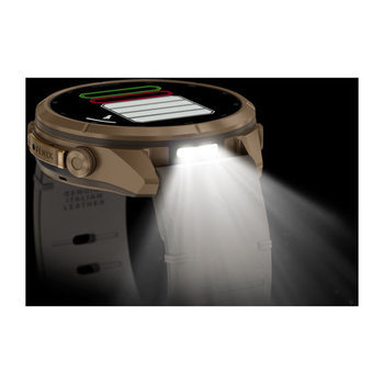 Спортивные часы Garmin Fenix 9 Pro Amoled inReach 43 мм Autumn Gold Titanium с бежевым кожаным ремешком 010-04335-41 — фото 10