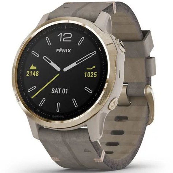 Спортивные часы Garmin Fenix 6S Light Gold-tone with Shale Gray Leather Band 010-02159-40 video