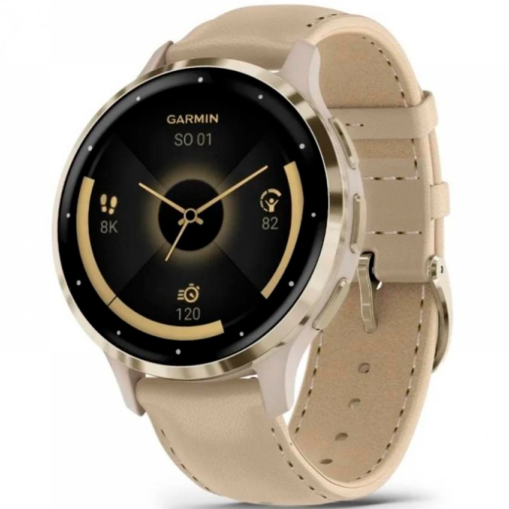 Смарт-часы Garmin Venu Venu 3S Soft Gold Stainless Steel Bezel with French Gray Case and Leather Band 010-02785-55 video