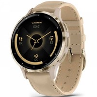 Смарт-часы Garmin Venu Venu 3S Soft Gold Stainless Steel Bezel with French Gray Case and Leather Band 010-02785-55