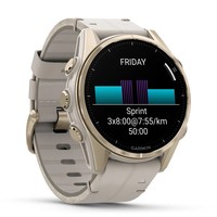 Фото Смарт-часы Garmin Fenix 8 Amoled 43 мм Sapphire Soft Gold with Limestone Leather Band 010-02903-40